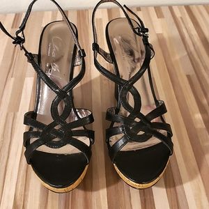 CHARLES BLACK STRAP WEDGE SHOE'S (Size 7)